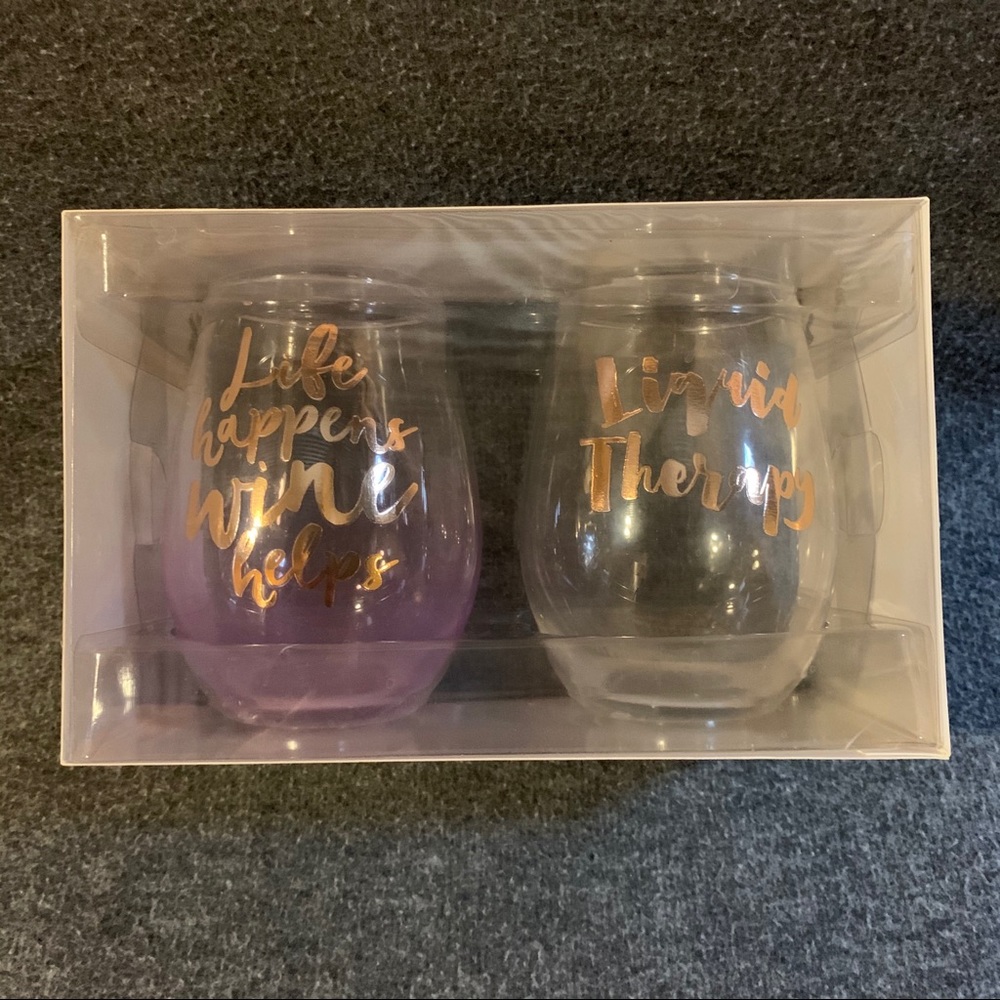 Slant Collections Stemless Wine Glasses Set of 2